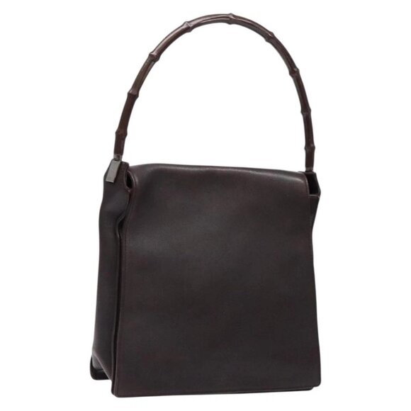 GUCCI Bamboo Shoulder Bag Leather Dark Brown - Picture 1 of 16
